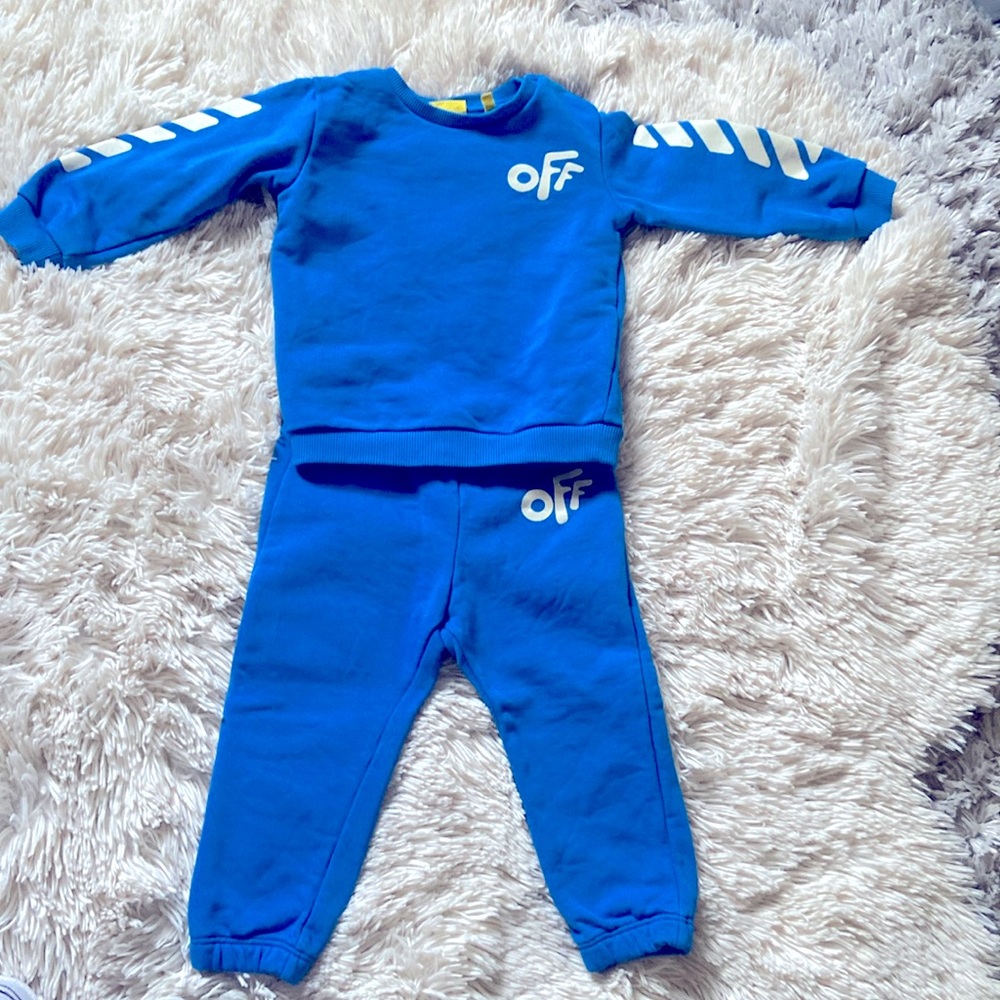 OFF WHITE OFF ROUNDED SWEAT SET BLUE SIZE 18M